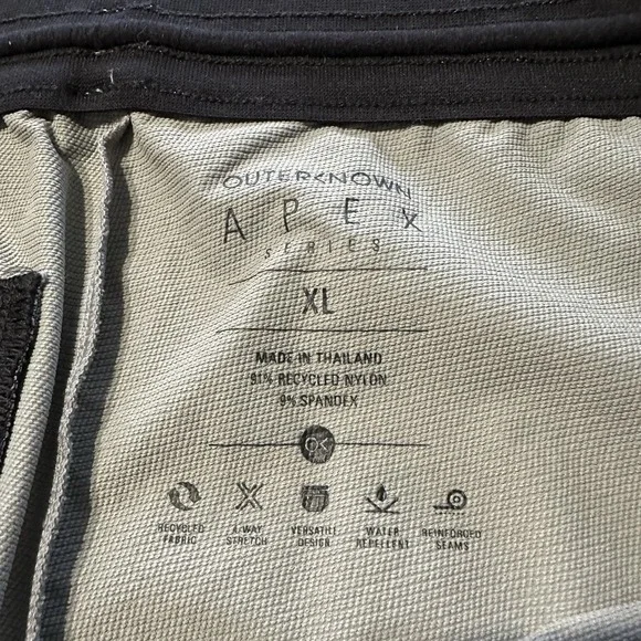 Outerknown Apex Pants Mens XL 36x30 Nylon Blend Stretch Grey Water Repel Pull On